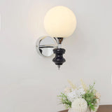 Modern Glass Globe Wall Sconce with Blue and Chrome Metal Frame Set of 2