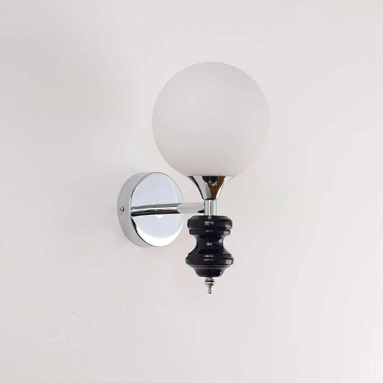 Modern Glass Globe Wall Sconce with Blue and Chrome Metal Frame Set of 2