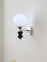 Modern Glass Globe Wall Sconce with Blue and Chrome Metal Frame Set of 2