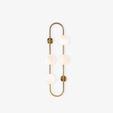 Modern Glass Globe Wall Sconce with Gold Metal Branch and Vertical Hanging Rod