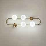 Modern Glass Globe Wall Sconce with Gold Metal Branch and Vertical Hanging Rod