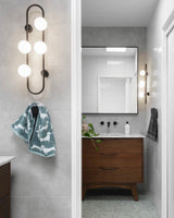 Modern Glass Globe Wall Sconce with Gold Metal Branch and Vertical Hanging Rod