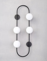 Modern Glass Globe Wall Sconce with Gold Metal Branch and Vertical Hanging Rod