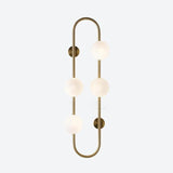 Modern Glass Globe Wall Sconce with Gold Metal Branch and Vertical Hanging Rod