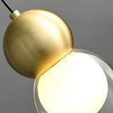 Modern Glass Gourd Pendant Light Luxury Copper Hanging Lamp with 3 Step Dimming
