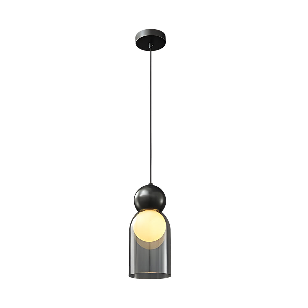 Modern Glass Gourd Pendant Light Luxury Copper Hanging Lamp with 3 Step Dimming
