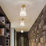 Modern Glass Lantern Pendant Light Industrial Copper Hanging Fixture for Hallway and Bedroom
