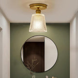 Modern Glass Lantern Pendant Light Industrial Copper Hanging Fixture for Hallway and Bedroom