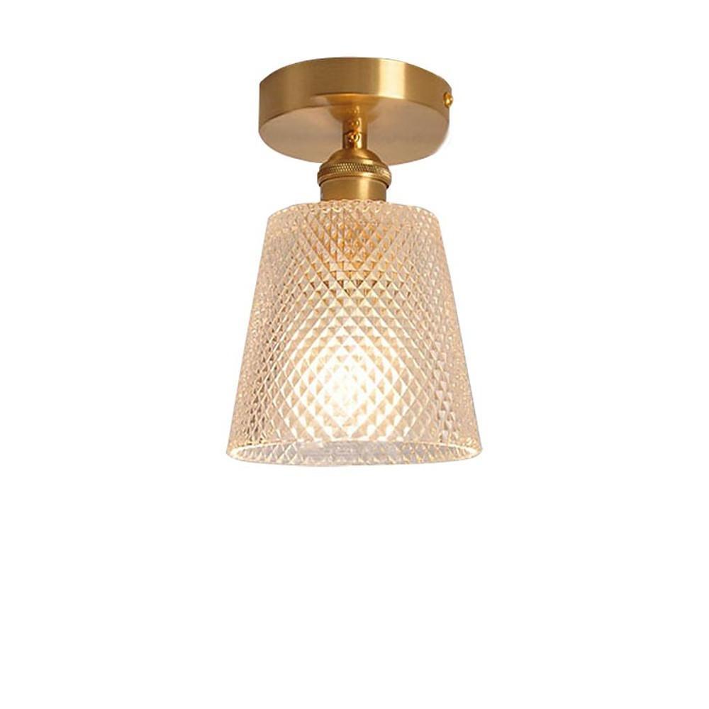 Modern Glass Lantern Pendant Light Industrial Copper Hanging Fixture for Hallway and Bedroom