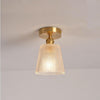Modern Glass Lantern Pendant Light Industrial Copper Hanging Fixture for Hallway and Bedroom