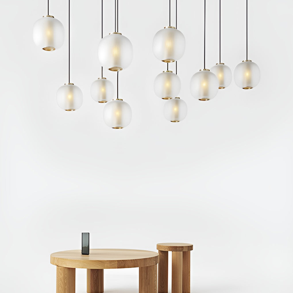 Modern Glass Lantern Pendant Light LED Nordic Hanging Ceiling Lamp for Dining Room and Bedroom