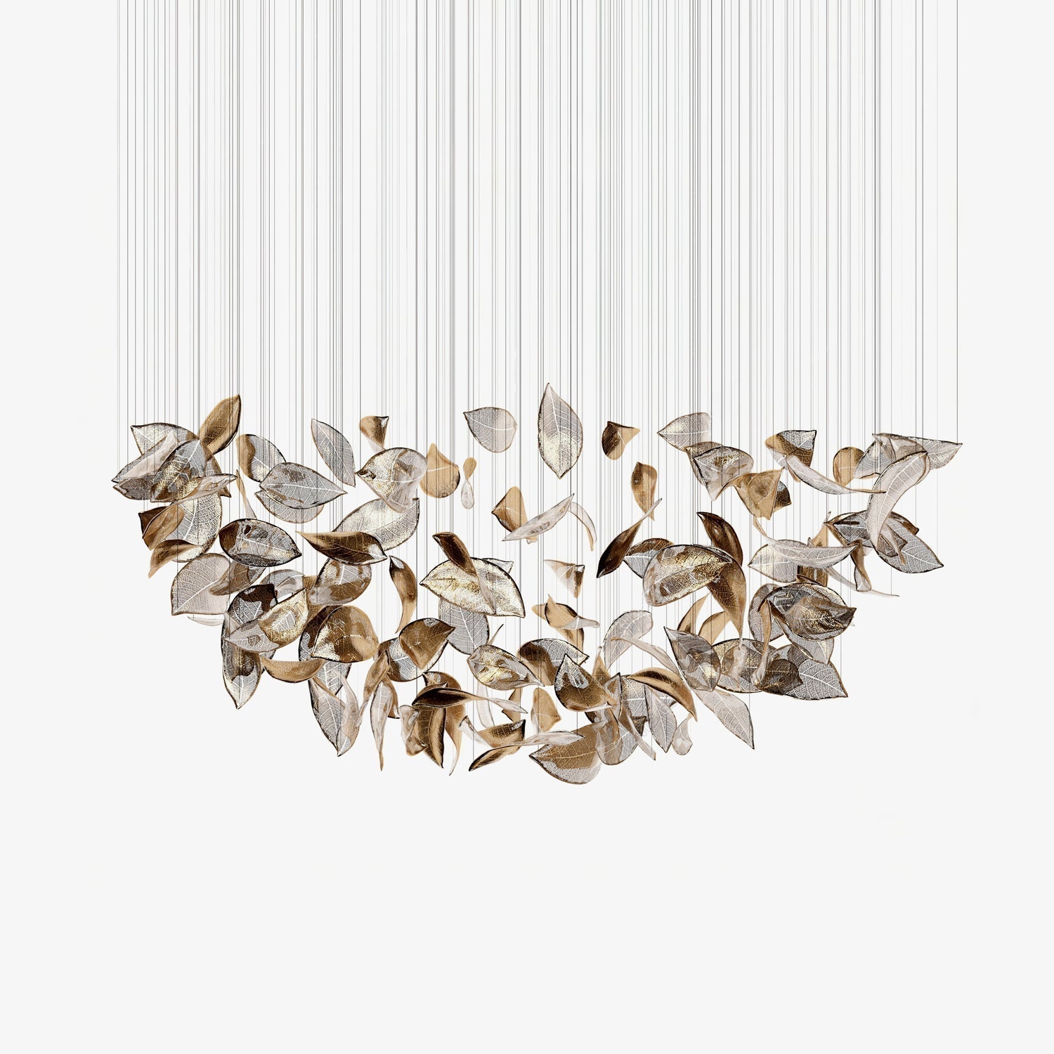 Modern Glass Leaf Crown Chandelier Luxury Gold LED Hanging Pendant Light