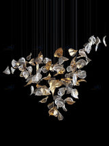 Modern Glass Leaf Crown Chandelier Luxury Gold LED Hanging Pendant Light