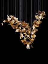 Modern Glass Leaf Crown Chandelier Luxury Gold LED Hanging Pendant Light