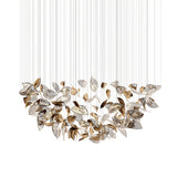 Modern Glass Leaf Crown Chandelier Luxury Gold LED Hanging Pendant Light