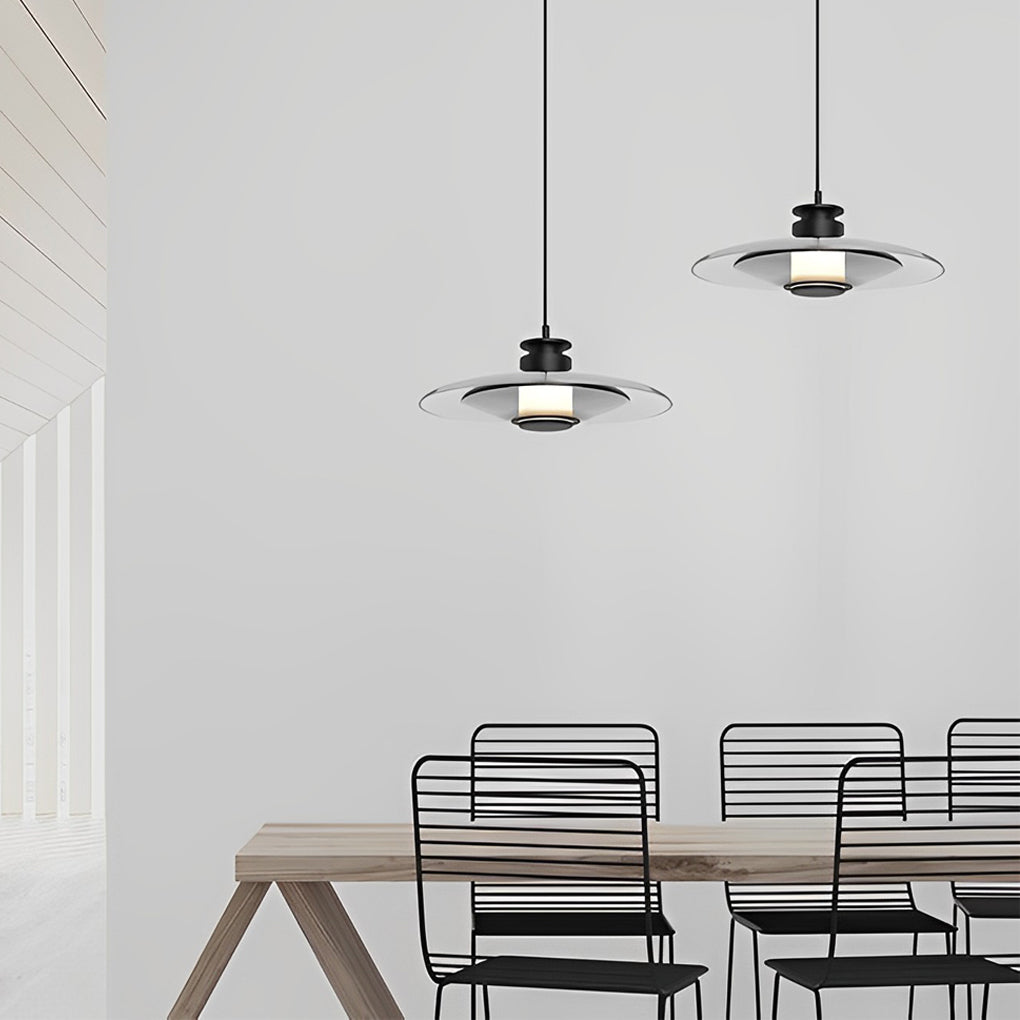 Modern Glass LED Pendant Light Minimalist Round Chandelier for Bedroom and Living Room