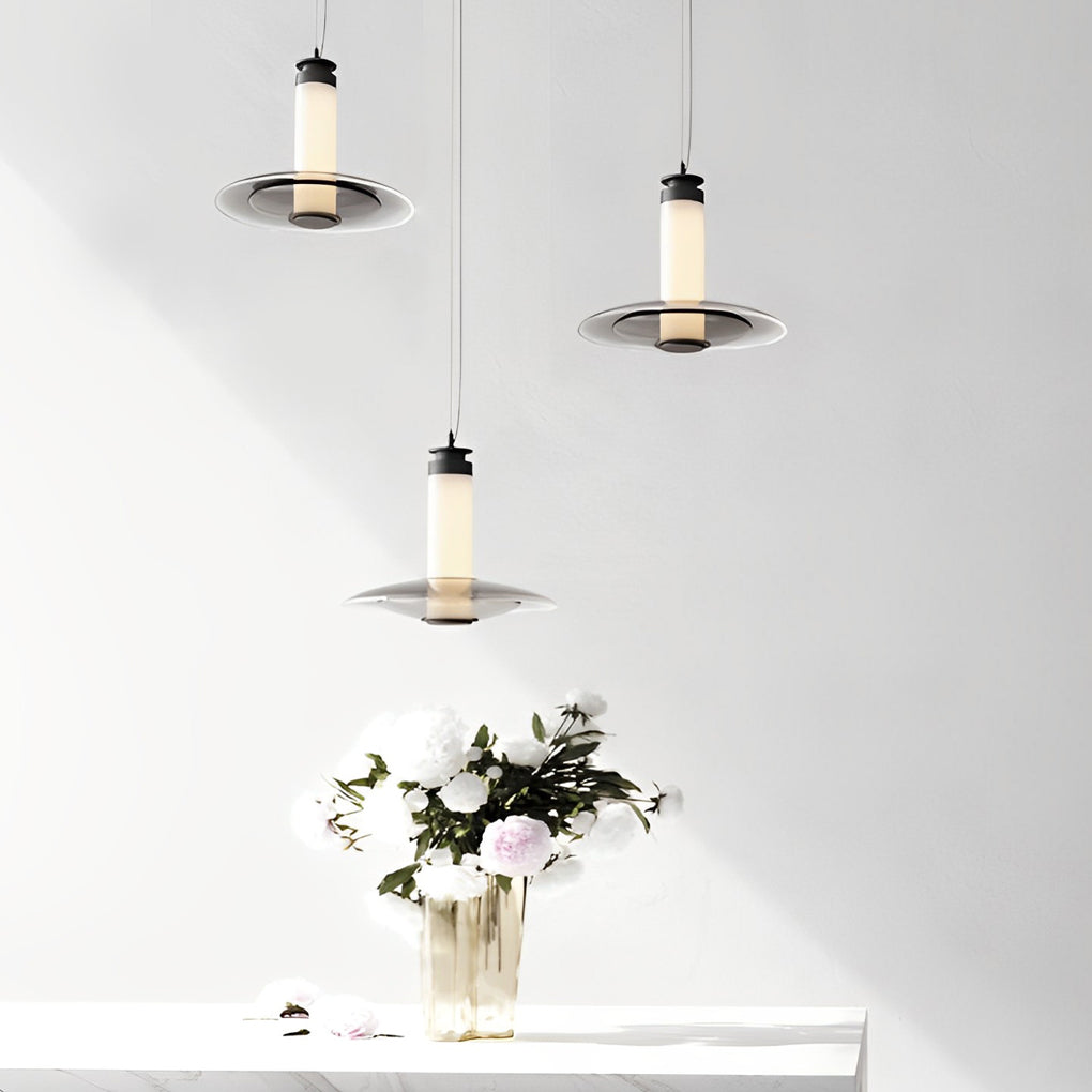 Modern Glass LED Pendant Light Minimalist Round Chandelier for Bedroom and Living Room