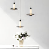 Modern Glass LED Pendant Light Minimalist Round Chandelier for Bedroom and Living Room