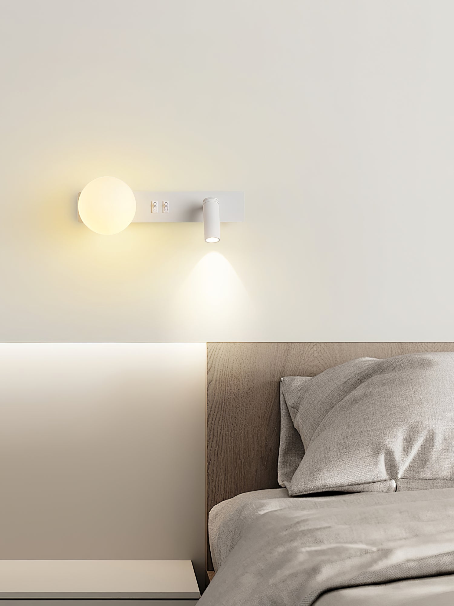 Modern Glass LED Wall Sconce with Reading Light for Bedside and Living Rooms