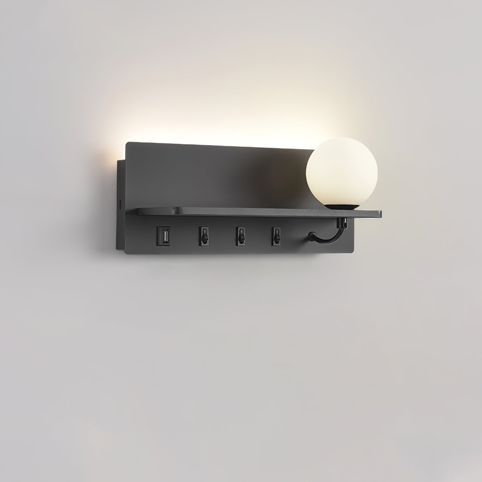 Modern Glass LED Wall Sconce with Reading Light for Bedside and Living Rooms