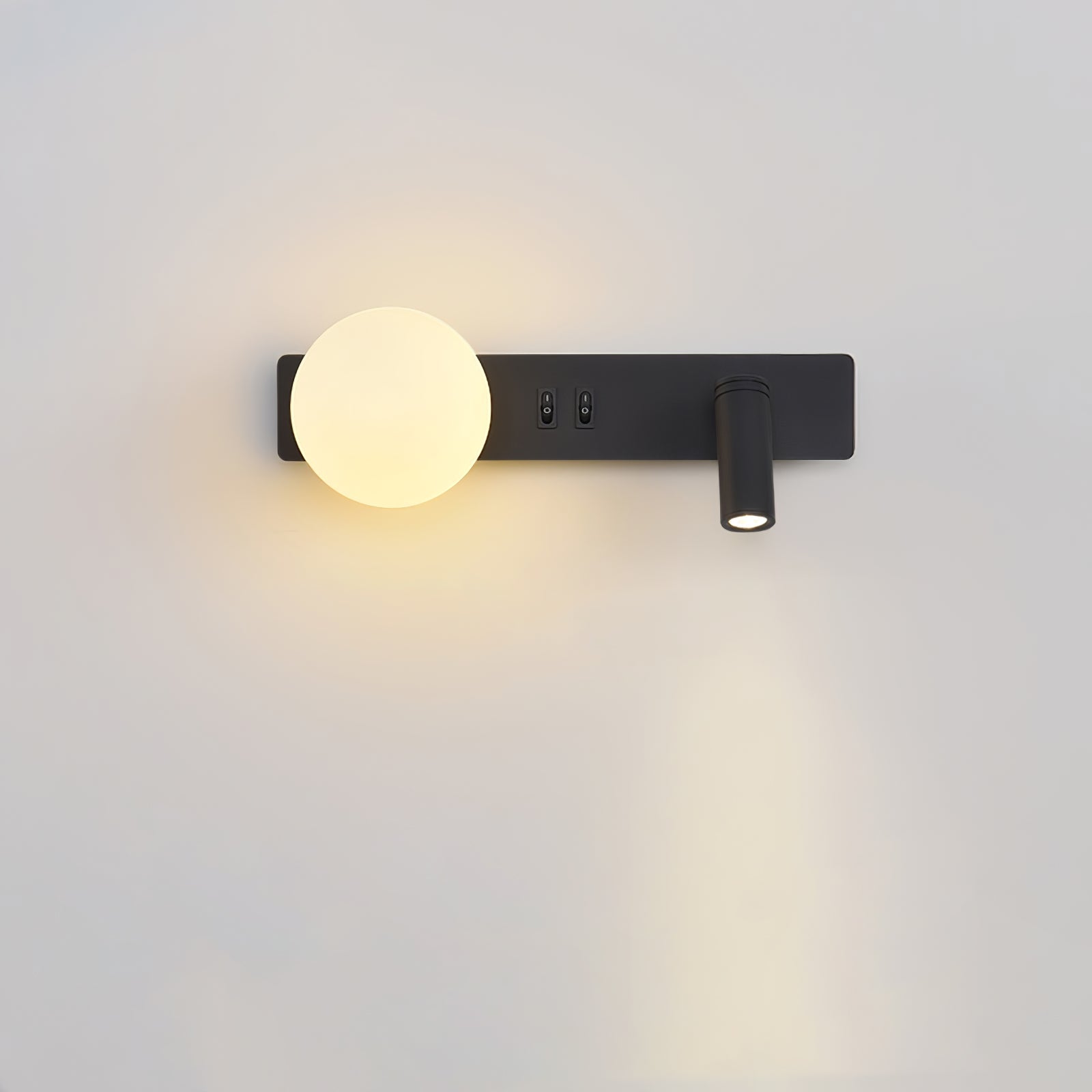 Modern Glass LED Wall Sconce with Reading Light for Bedside and Living Rooms