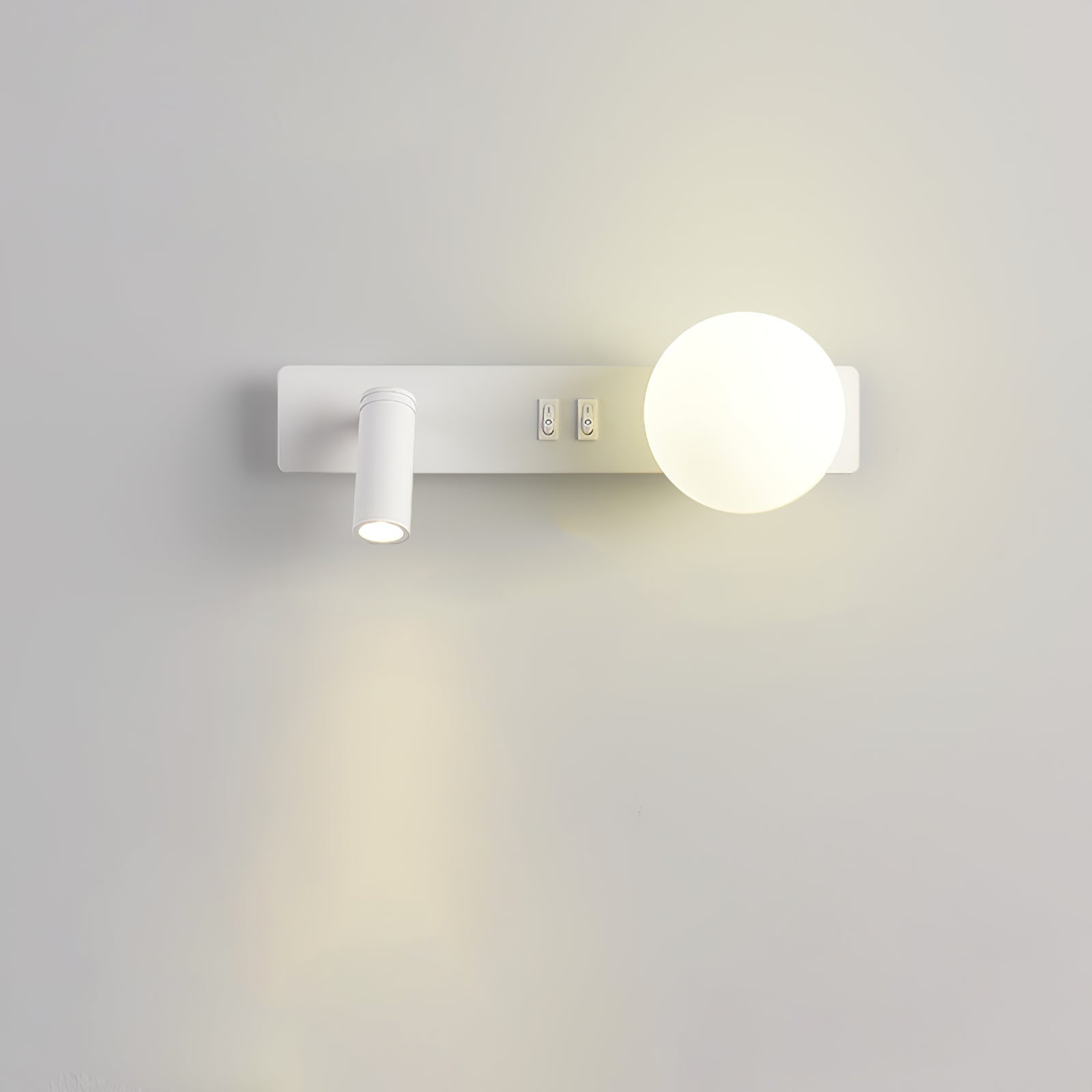Modern Glass LED Wall Sconce with Reading Light for Bedside and Living Rooms