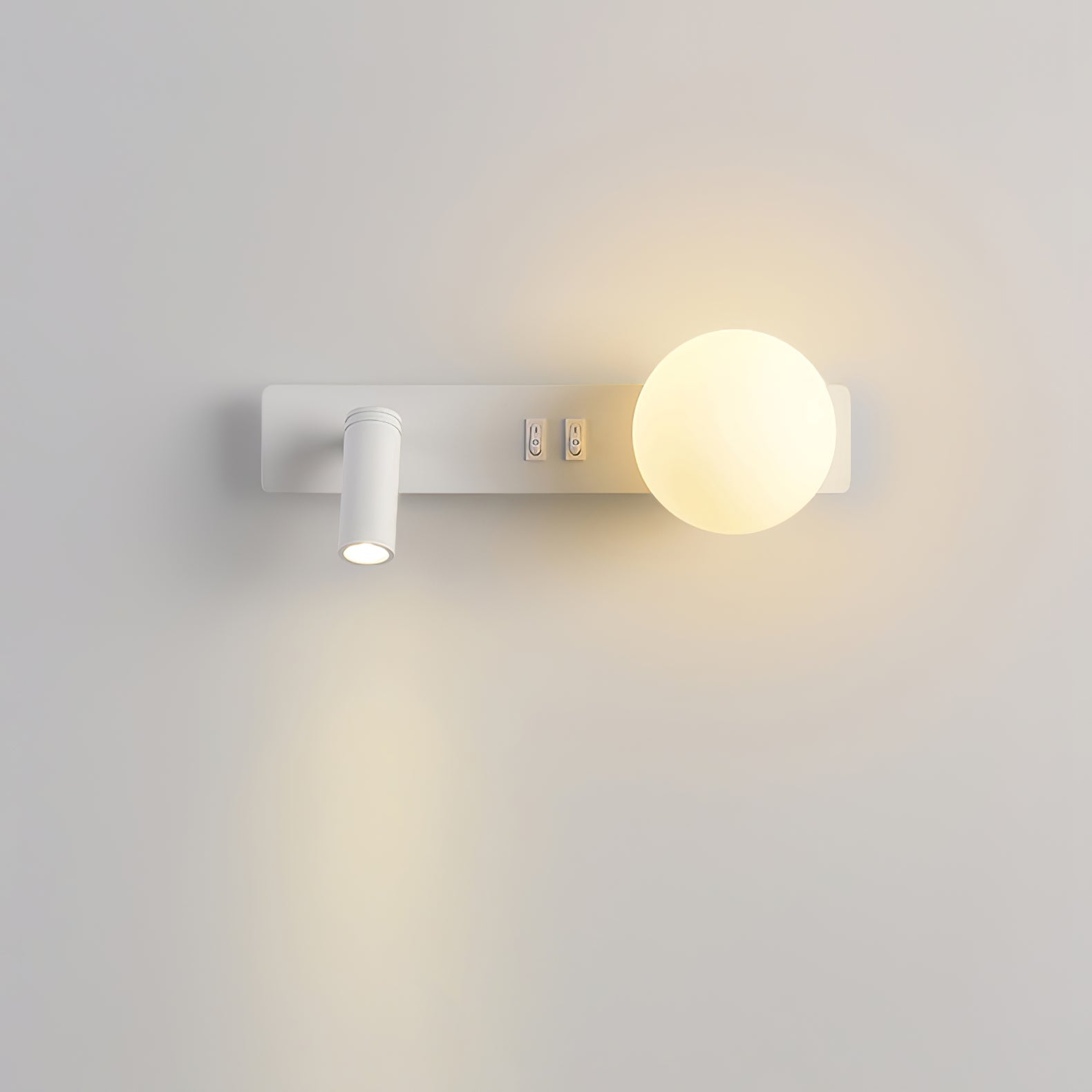 Modern Glass LED Wall Sconce with Reading Light for Bedside and Living Rooms