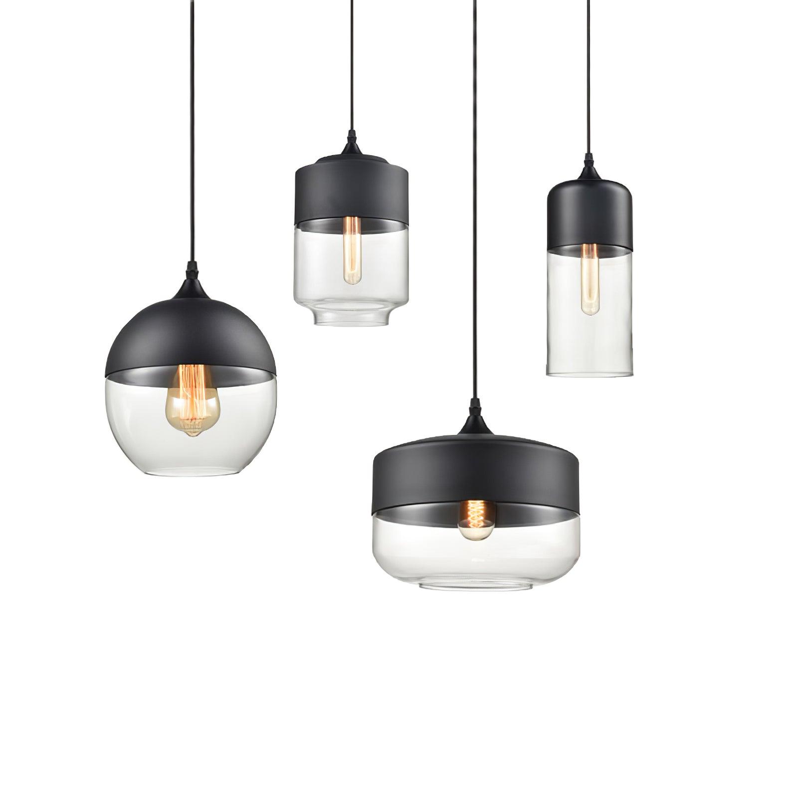 Modern Glass Quartet Pendant Light Fixture with Metal Finish