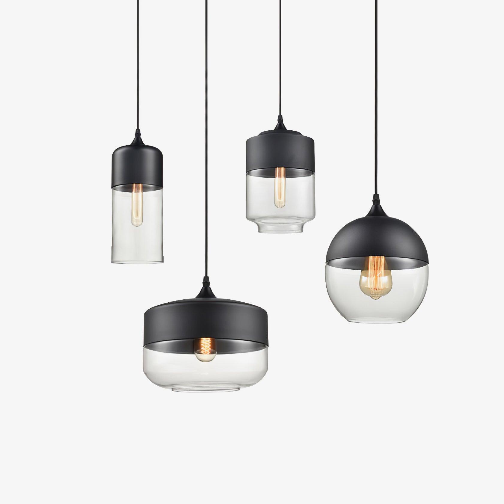 Modern Glass Quartet Pendant Light Fixture with Metal Finish