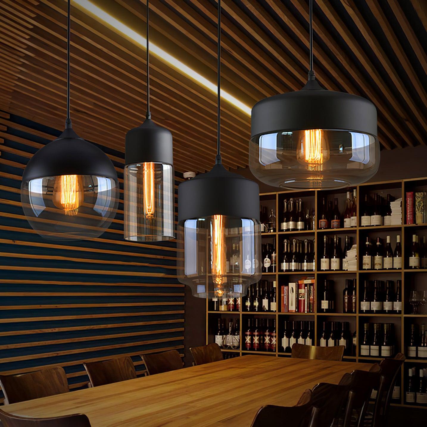 Modern Glass Quartet Pendant Light Fixture with Metal Finish