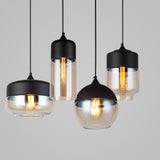 Modern Glass Quartet Pendant Light Fixture with Metal Finish