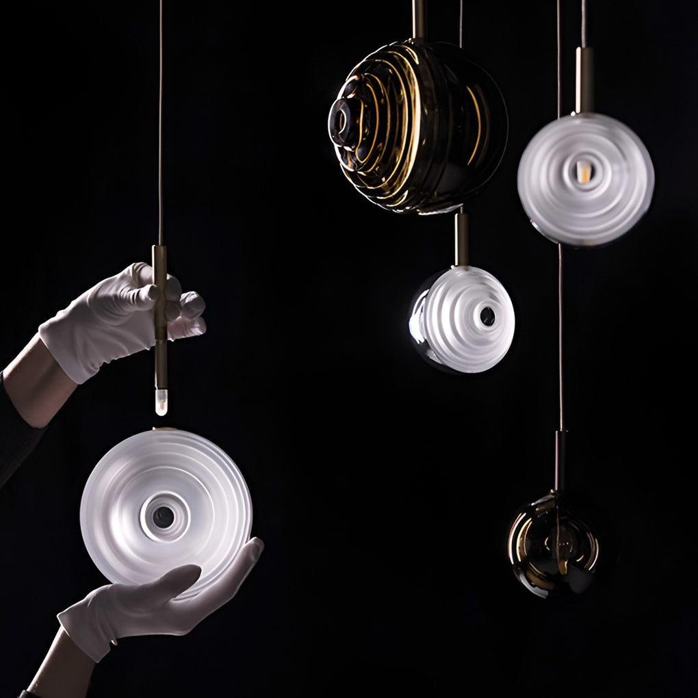 Modern Glass Round Pendant Light for Kitchen Island Dining Room LED Ceiling Hanging Lamp