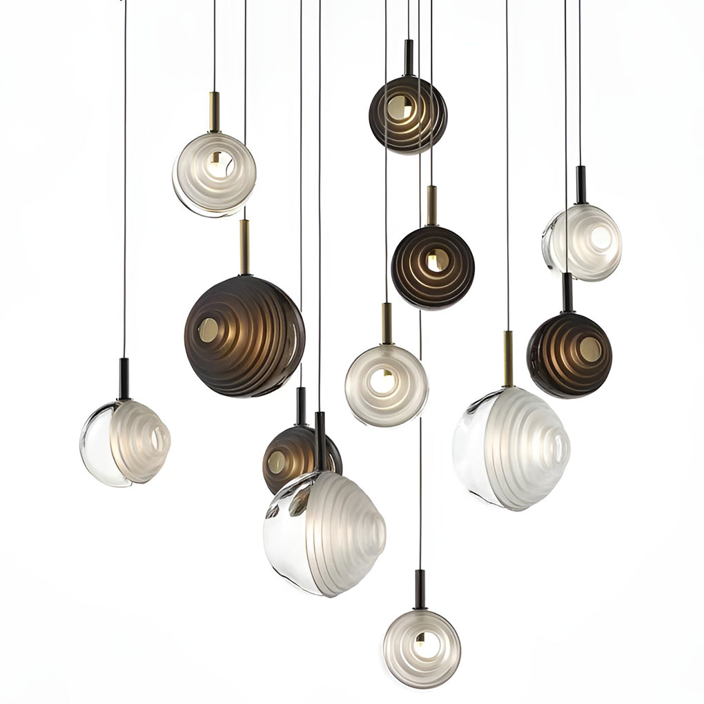Modern Glass Round Pendant Light for Kitchen Island Dining Room LED Ceiling Hanging Lamp