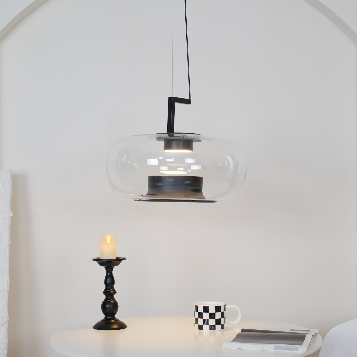 Modern Glass Sphere and Aluminum Ring LED Pendant Light for Contemporary Living Spaces