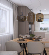 Modern Glass Sphere and Aluminum Ring LED Pendant Light for Contemporary Living Spaces