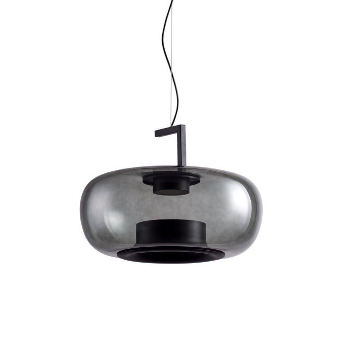 Modern Glass Sphere and Aluminum Ring LED Pendant Light for Contemporary Living Spaces