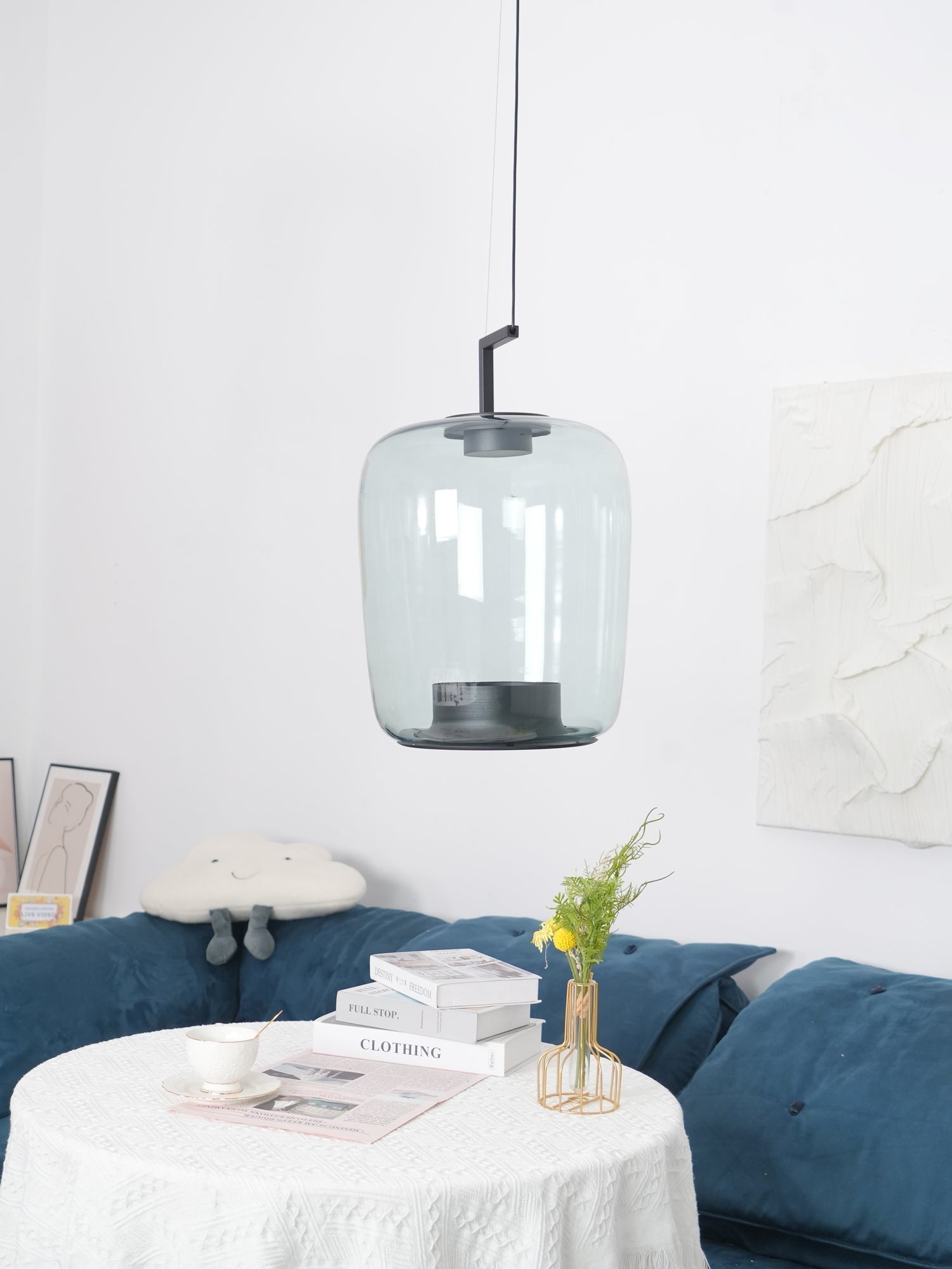 Modern Glass Sphere and Aluminum Ring LED Pendant Light for Contemporary Living Spaces