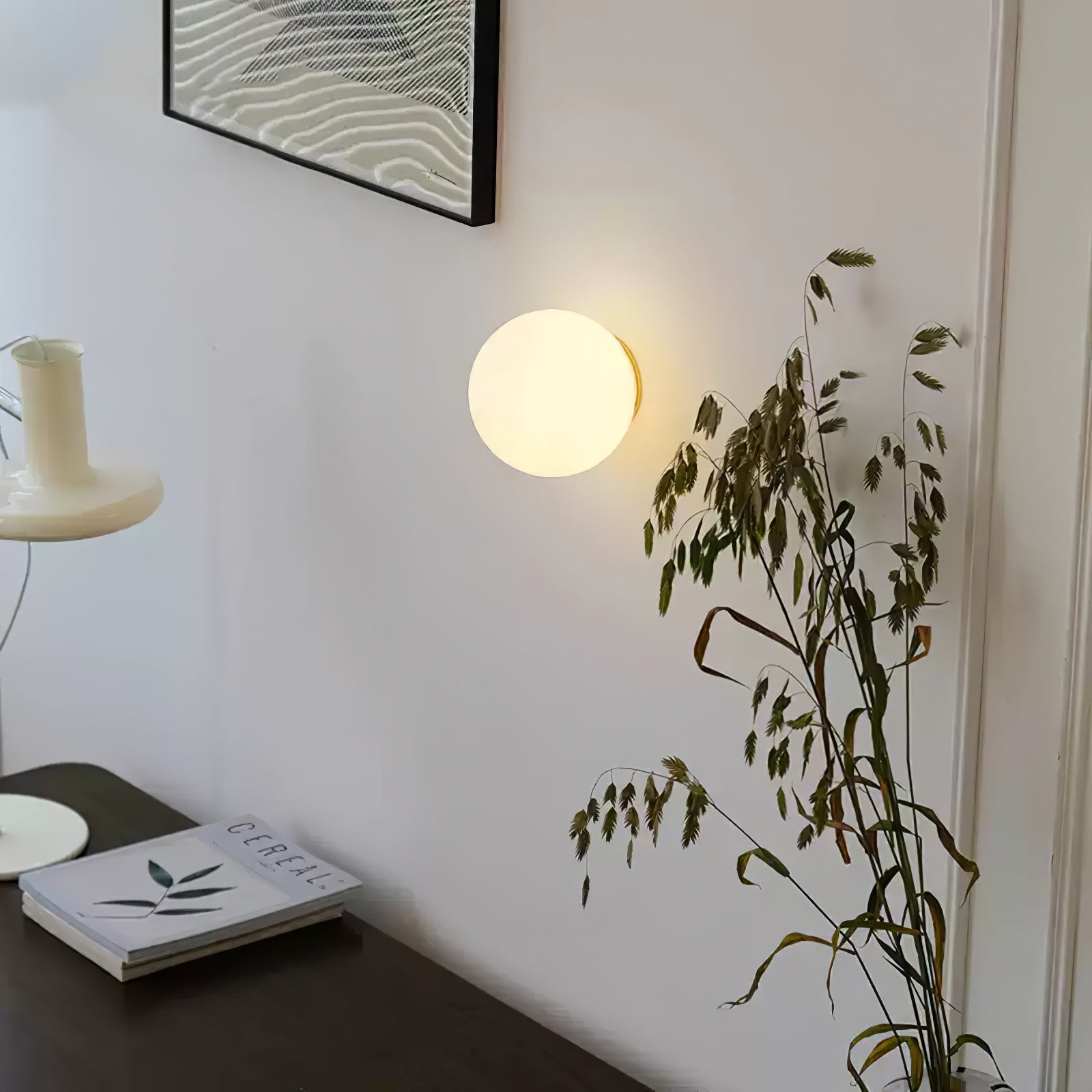 Modern Glass Sphere Wall Sconce Minimalist Globe Wall Light for Bedroom and Hallway