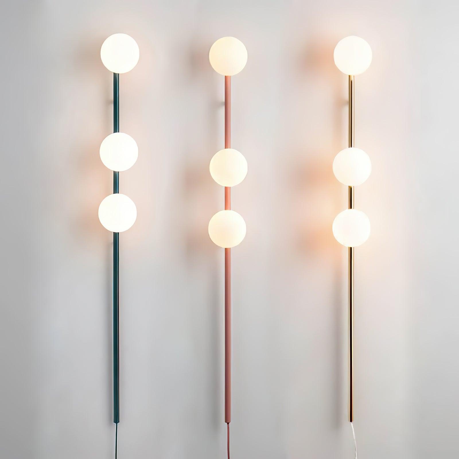 Modern Glass Spheres Vertical Wall Sconce Set of 2 for Luxury Indoor Lighting