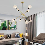 Modern Glass Sputnik Chandelier LED Nordic Pendant Light for Dining Room and Kitchen Island Lighting