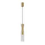 Modern Glass Tube Copper Pendant Light with 3 Color Dimming LED for Living Room