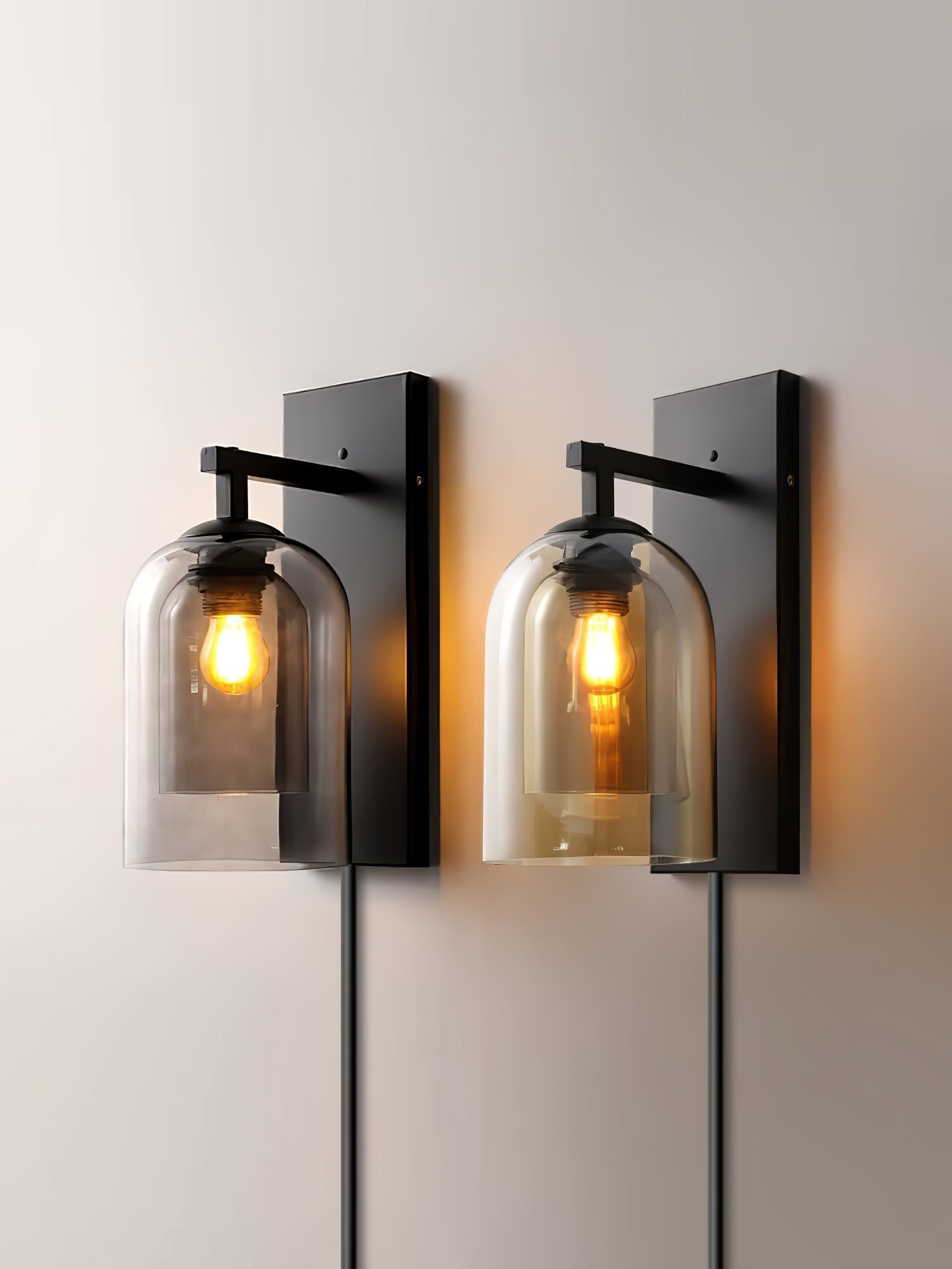 Modern Glass Tubular Plug In Wall Sconce Lighting with Cylinder Shade