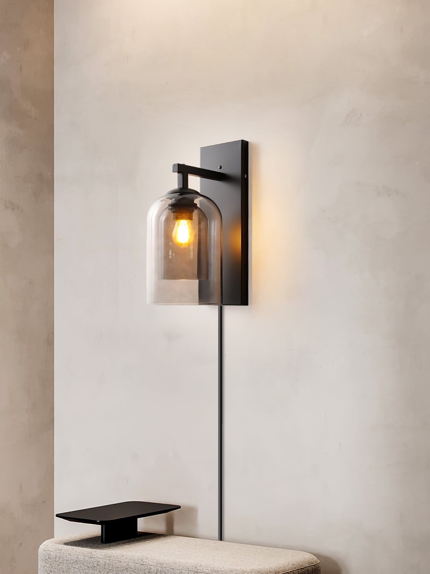 Modern Glass Tubular Plug In Wall Sconce Lighting with Cylinder Shade