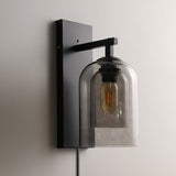 Modern Glass Tubular Plug In Wall Sconce Lighting with Cylinder Shade