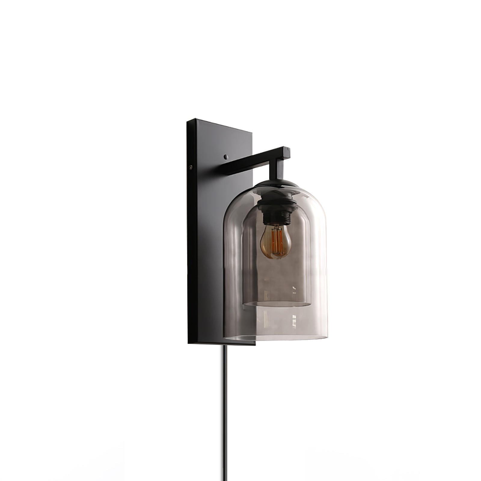 Modern Glass Tubular Plug In Wall Sconce Lighting with Cylinder Shade