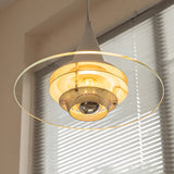 Modern Glass UFO Pendant Light with 3 Color Dimming for Dining Room Kitchen Island