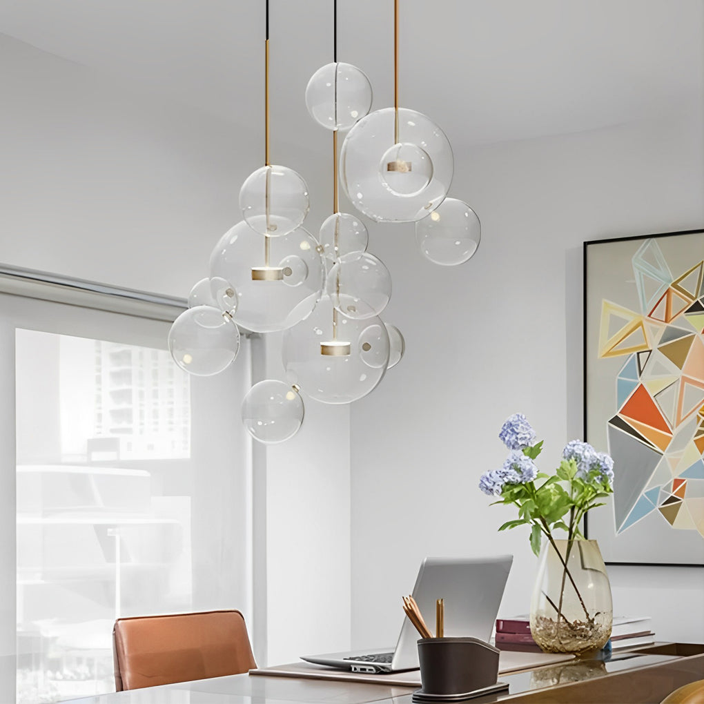 Modern Globe Bubble Glass Pendant Light LED Multi Light Ceiling Hanging Fixture