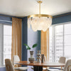 Modern Gold 3 Light Round Chandelier with Clear Bubble Seeded Glass Shades