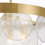 Modern Gold 3 Light Round Chandelier with Clear Bubble Seeded Glass Shades