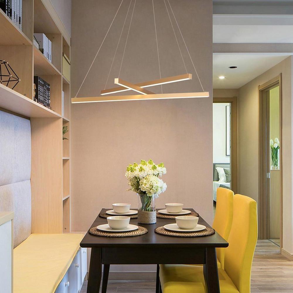 Modern Gold 3 Light Stick LED Pendant Chandelier for Dining Room and Kitchen